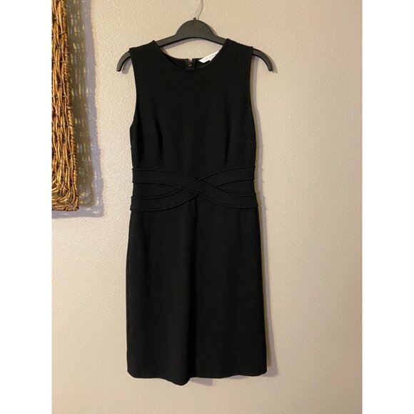 Diane Von Furstenburg Dress Black 6 Career Church Stretch Sheath - Picture 5 of 5